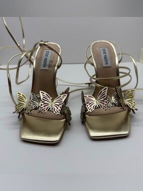 Steve Madden Gold Butterfly Heels | Lace-Up Statement Sandal